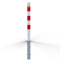 Barrier posts | Steel tube 70 x 70 mm | removable, with Euro profile cylinder lock | hot-dip galvanized and white coated withthree red reflecting stripes | without eyelet